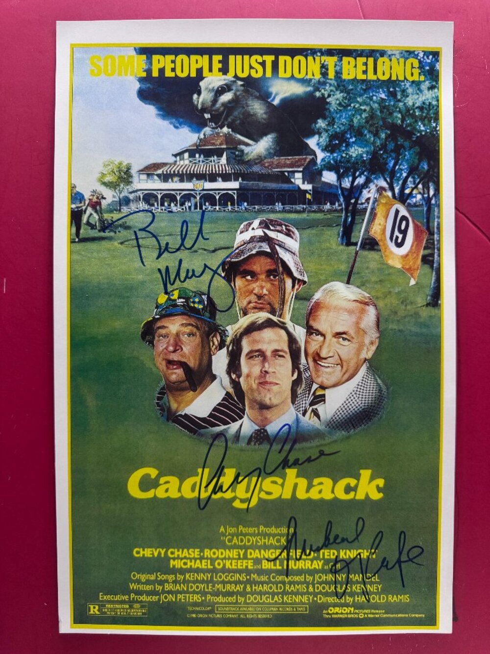 HAND SIGNED CADDYSHACK Movie Poster by 3 Cast COA AUTHENTICATED…